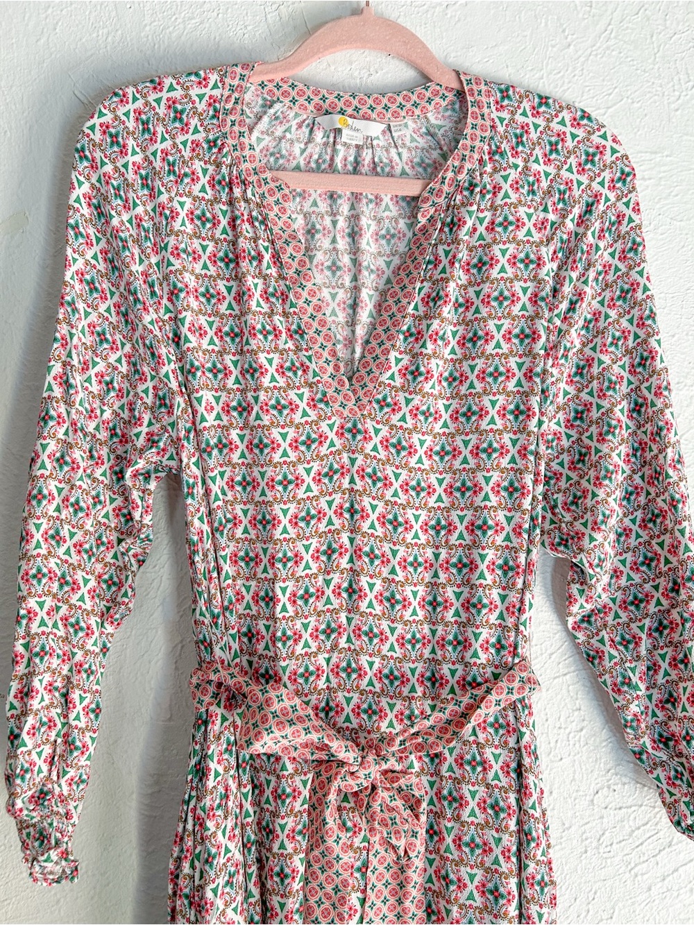 Boden Easy Henley Dress Mixed Print Belted Maxi Midi Dress Sz 6 Prairie Boho - Picture 7 of 10